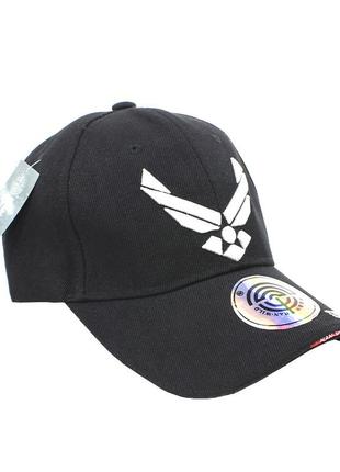 Бейсбольная кепка бейсболка han-wild us air force black с белой вышивкой спортивная2 фото