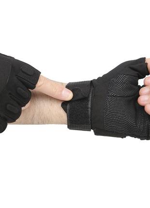 Перчатки тактические короткие han-wild hw72 black xl военные беспалые перчатки милитари