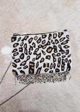 Стильная леопардовая сумочка-кроссбоди, клатч