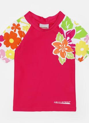 Футболка для купания aqua speed t-shirt flower 2120 374 116 см розовый/мультиколор (5908217621221)