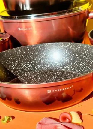 Набір кухонного посуду 15 предметів edenberg ев-5626 набір каструль казанів з мармуровим покриттям золотистий8 фото