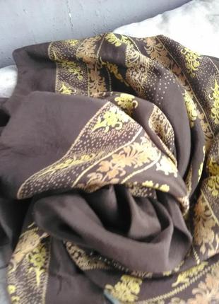 Шикарный саржевый платок шоколадного цвета6 фото