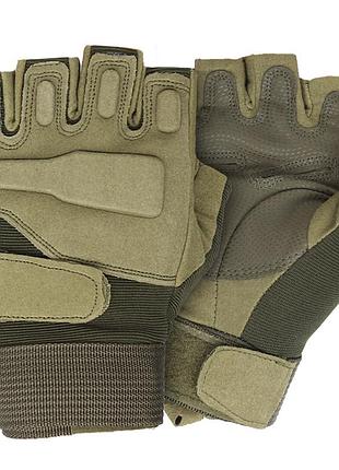 Рукавички тактичні короткі han-wild hw72 green l чоловічі із захисними вставками без пальців 5 шт.