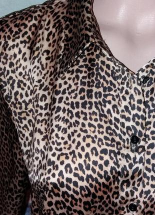 Новая шелковистая блуза с леопардовым принтом,а-силуэт,44-48разм.,zara,марокко,пог-52см.3 фото