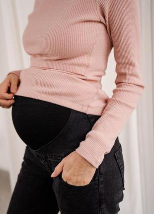 Прямі джинси для вагітних з бандажним животиком чорні зі щільного деніму, 4088493-ч6 фото