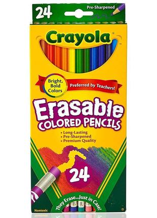 Crayola кольорові олівці з гумкою, гумкою для стирання 24 шт.