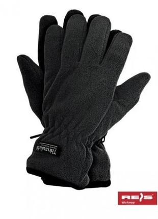 Флісові рукавички зимові rthinsulpol "reis" польща — чорні