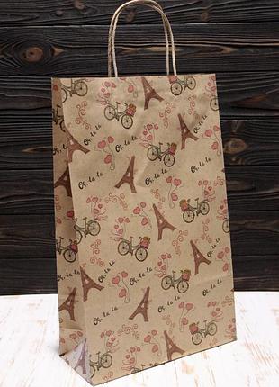 Пакет подарочный крафт love 24*37*10см арт.пак-1032бр