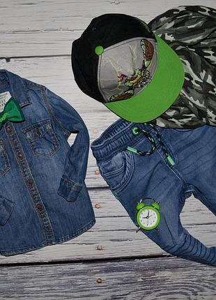 12 - 18 месяцев 86 см очень крутая модная фирменная джинсовая рубашка next некст