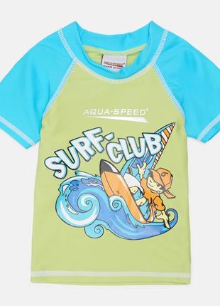 Футболка для плаванья aqua speed surf-club t-shirt 2023 383-04 110 см зеленый/голубой (5908217620231)