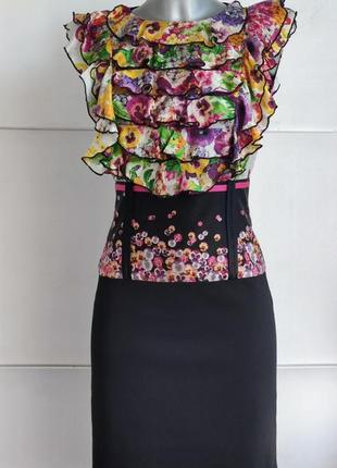 Платье с шелком roberto cavalli с цветочным принтом