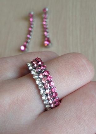 Набор розовое кольцо и серьги2 фото