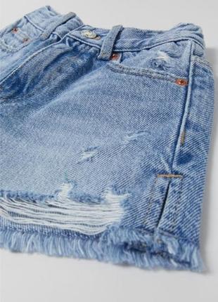 1, стильные рваные  джинсовые шорты бермуды  mom fit размер 11-12 лет рост 152 см3 фото