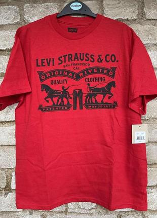 1, красная хлопковая футболка левис levis   для подростка  размер 12-13 лет 152-158 см
