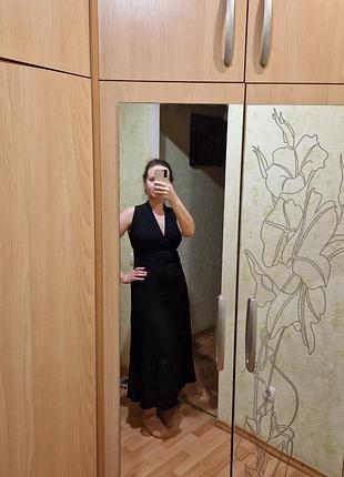 Коттоновое довге чорне плаття asos petite розмір 10 тканина жатка.