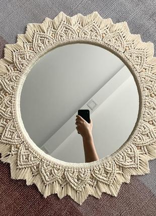 Інтер'єрне дзеркало макраме декор6 фото