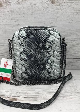 Женская итальянская кожаная сумка под питона жіноча італьянска шкіряна сумка