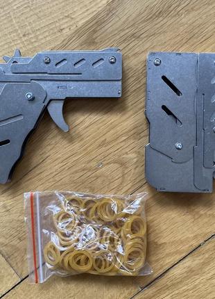 Мини складной пистолет для детей и взрослых нержавеющая сталь шести зарядный стреляет...