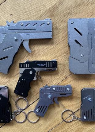 Мини складной пистолет для детей и взрослых нержавеющая сталь шести зарядный стреляет...