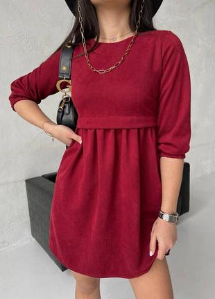 Женское короткое замшевое платье свободное синее хаки бордовое коричневое7 фото