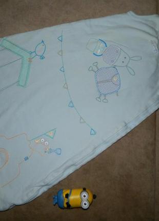 Спальный мешок голубой с осликом на молнии petit baby mark and spencer.4 фото