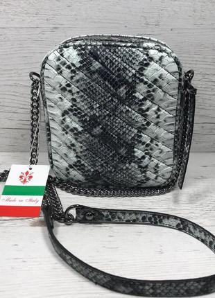 Женская итальянская кожаная сумка под питона жіноча італьянска шкіряна сумка6 фото