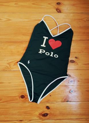 Цільний чорний купальник ralph lauren/ черный купальник