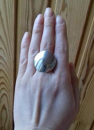 Серебряное кольцо  круглая  пластина
