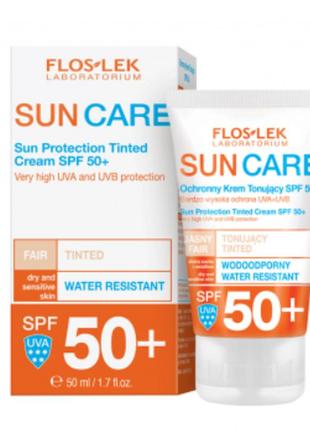 Сонцезахисний тонуючий крем із spf 50+ для сухої та чутливої шкіри floslek, 50 мл