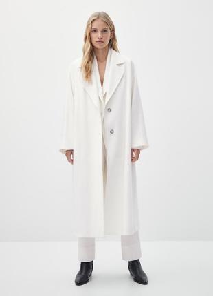 Белое шикарное пальто massimo dutti 🤍4 фото