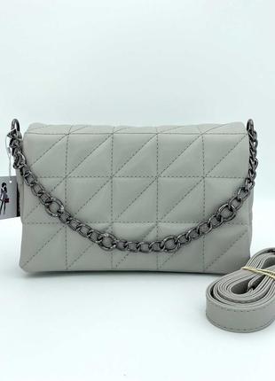 Жіноча сумка сіра сумка стьобана сумка через плече сірий клатч через плече кросбоді