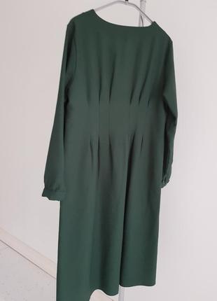 Сукня темно-зелене попереду на гудзиках по фігурі весна 20196 фото