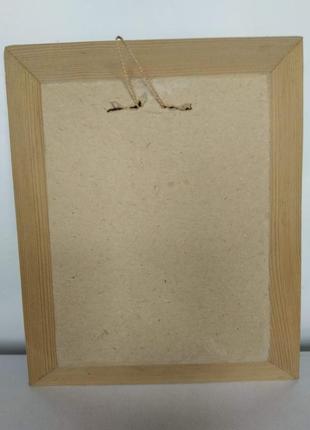 Картина красные маки на березовой коре в древесной раме 16х17х 2,5 см