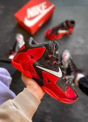 Кроссовки мужские баскетбольные nike lebron 11 graffiti черные красные, найк леброн граффити4 фото