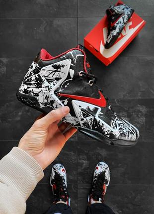 Кросівки чоловічі баскетбольні nike lebron 11 graffiti miami heat, чорно-білі найк леброн