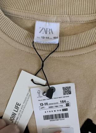 Батник zara свитшот zara на девочку 9, 11/12, 13/14 лет, кофта zara утеплений світшот для дівчинки ,рукав оверсайз.9 фото