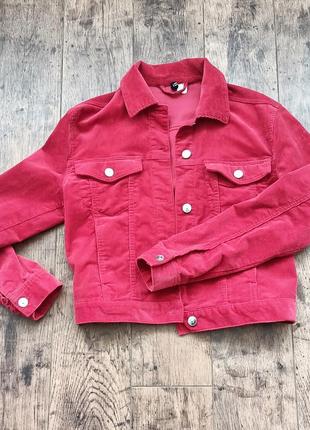 Куртка - рубашка бархат от h&m красного цвета6 фото