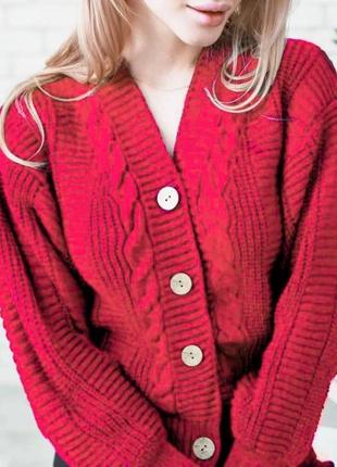 Женская модная молодежная стильная кофта кардиган на пуговицах с косами серый 42 р.2 фото