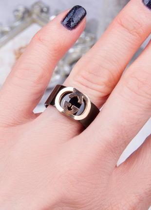 Стильное кольцо женское, чёрная керамика