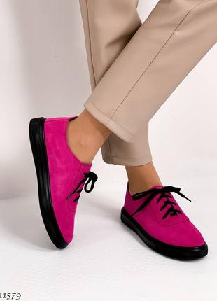 Кеды цвет фуксия. натуральная качественная обувь производство украины код 115799 фото