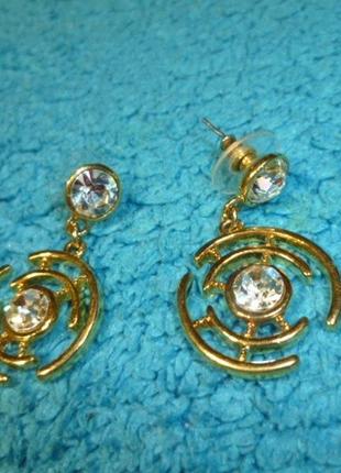 Новый набор золотистый ожерелье-колье и серьги-пусеты под золото2 фото