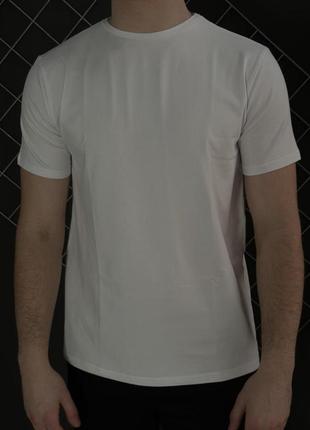 Мужская футболка белая базовая однотонная хлопковая без принтов весенння летняя осенняя