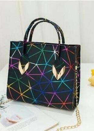 Стильная сумочка радужным лазерным дизайном2 фото