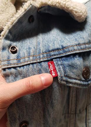 Стильна жіноча шерпа levis оригінал, шерпа levis, утеплена джинсова куртка levis, джинсова шерпа6 фото