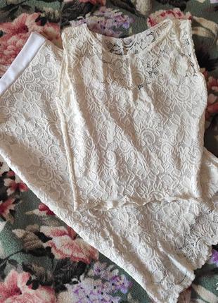 Костюм юбка и топ кружевной летний черно белый в полоску1 фото