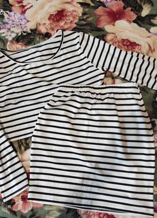 Костюм летний юбка и топ в полоску кружевной набор юбка и топ гипюр2 фото