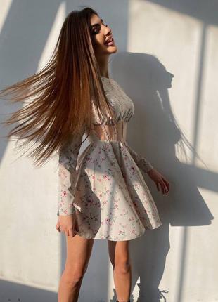 Приталена сукня з корсетною вставкою та спідницею-сонцем7 фото