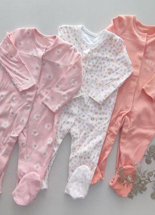 Человечек хлопковый для девочки от george 9-12 м