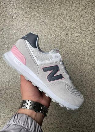 Женские кроссовки new balance 574 grey black pink / smb