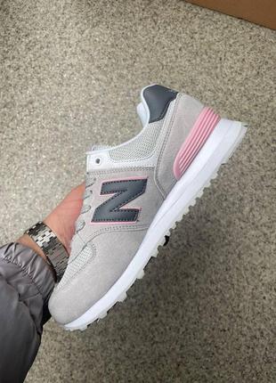 Женские кроссовки new balance 574 grey black pink / smb2 фото